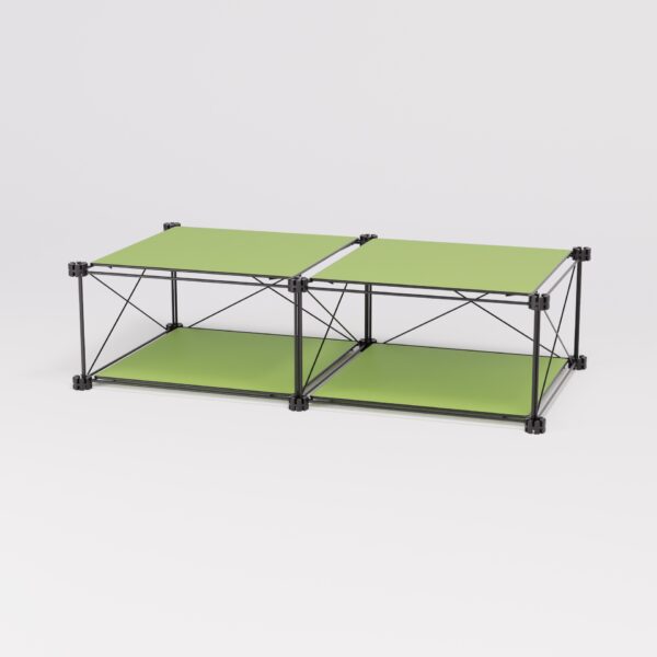 Lowboard 634: Lowboard aus Stahl und HPL, Gesamtansicht