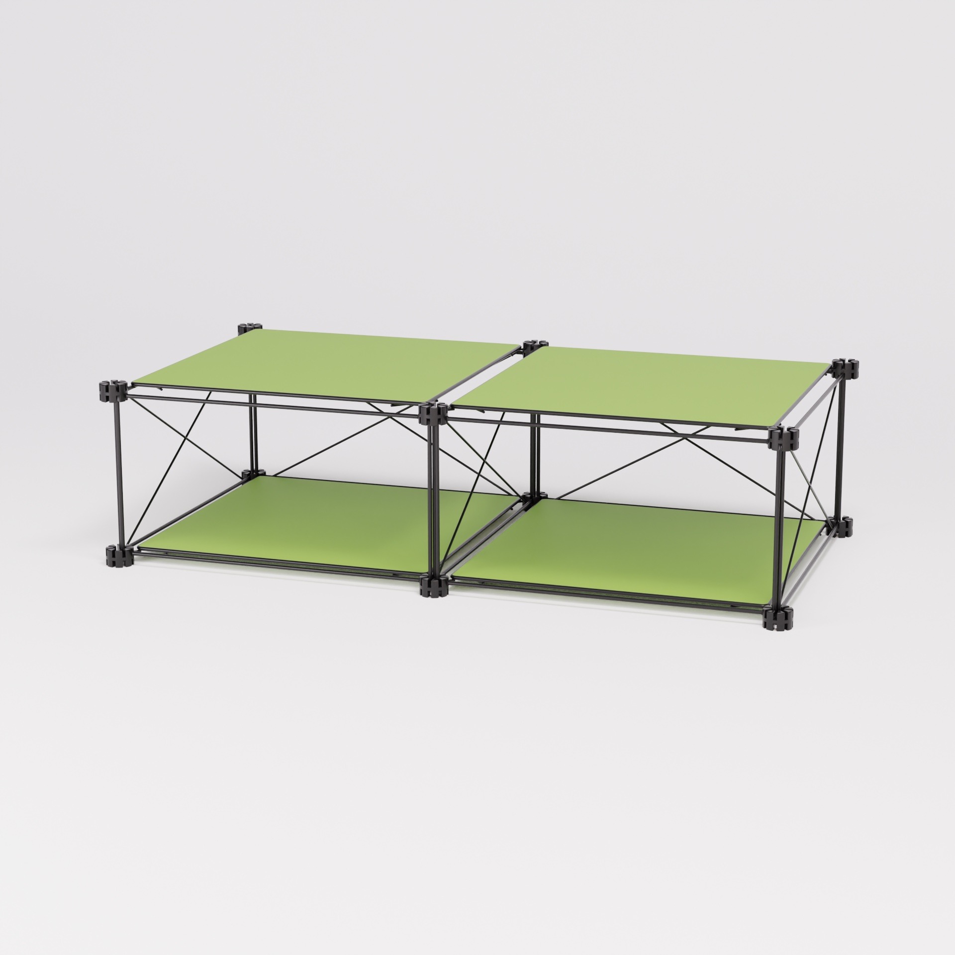 Lowboard 634: Lowboard aus Stahl und HPL, Gesamtansicht